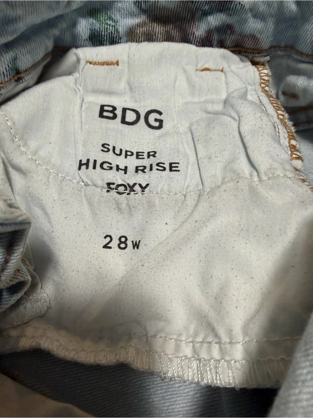 BDG Light Blue Denim Floral-Print High-Waist Shorts